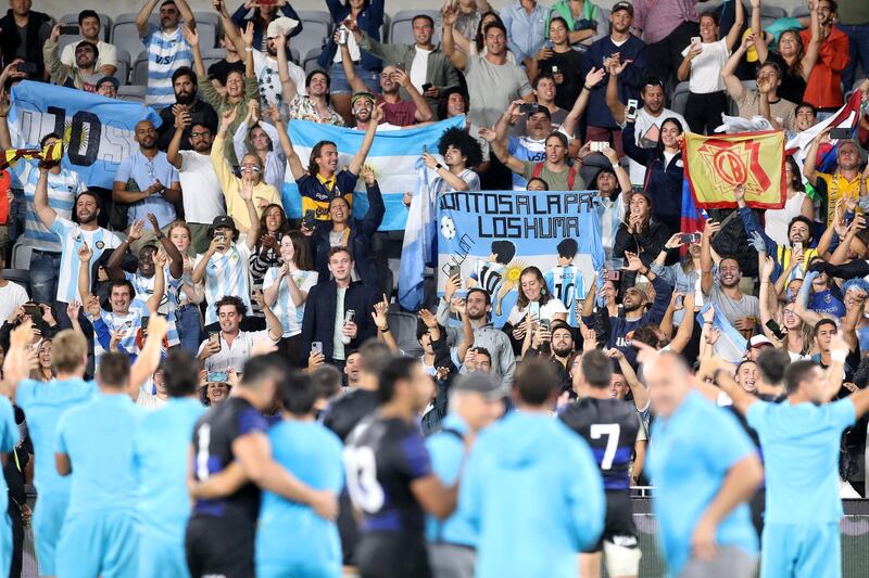Argentina players wave to their fans in Sydney. Getty