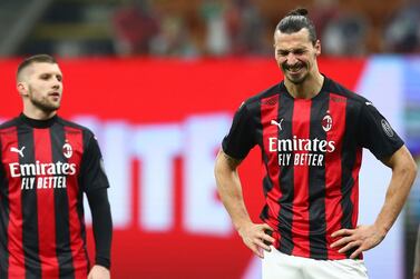 Zlatan Ibrahimovic, right, has scored 12 Serie A goals this season but was unable to inspire AC Milan against Atalanta. AP