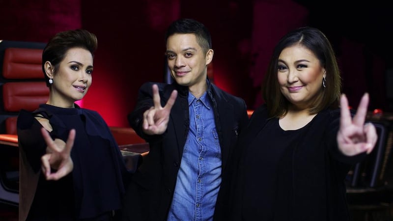 The Voice of the Philippines judges Lea Salonga, Bamboo Mañalac and Sharon Cuneta. Courtesy ABS-CBN