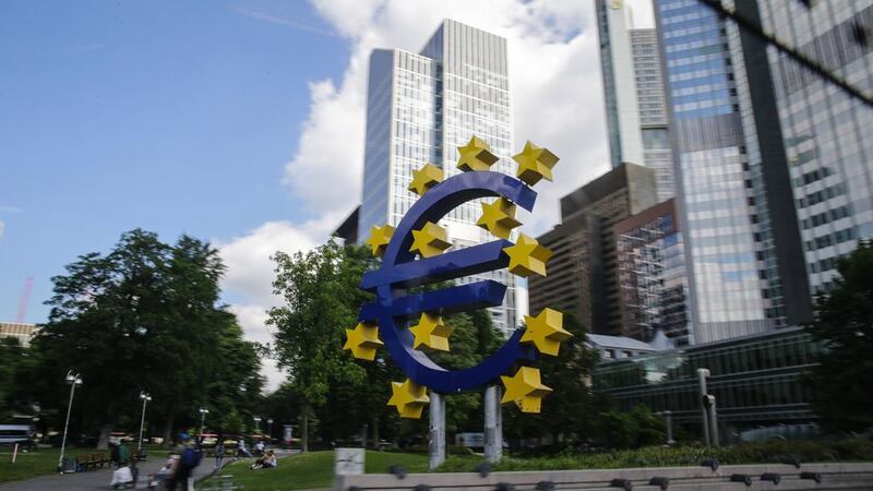 The Euro sculpture in front of the old European Central Bank (ECB) building in Frankfurt Main, Germany. The ECB is seeking price growth, which remains below its target. Armamndo Babani / EPA