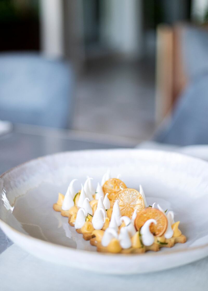 DUBAI, UNITED ARAB EMIRATES. 7 NOVEMBER 2019. 
Mile High Lemon Meringue Tart.

Chef Silvena Rowe is launching Nassau, a chic new modern Mediterranean eatery in Dubai this month. The restaurant will open its doors at Jumeirah Golf Estates this November, and is expected to serve dishes from southern Europe and the Levant.

(Photo: Reem Mohammed/The National)

Reporter:
Section: