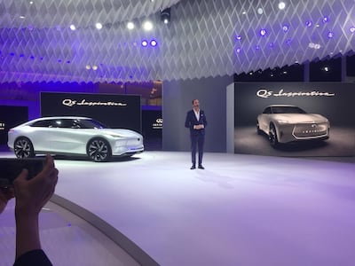 Karim Habib, executive design director for Infiniti, introduced the car brand's QS Inspiration concept electric sports sedan at Auto Shanghai 2019. Courtesy Infiniti