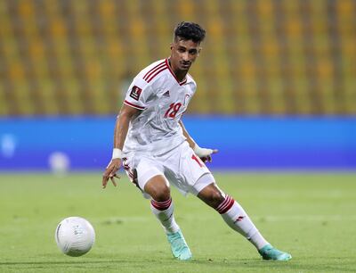 Abdullah Ramadan of the UAE during the game between the UAE and Vietnam in the World cup qualifiers at the Zabeel Stadium, Dubai on June 15th, 2021. Chris Whiteoak / The National. 
Reporter: John McAuley for Sport