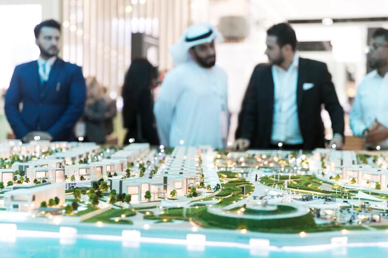 ABU DHABI, UNITED ARAB EMIRATES - April 16 2019.


Al Dar's booth, featuring "Lea" at Cityscape Abu Dhabi 2019.

The Abu Dhabi real estate developer is building a new waterfront residential project in the emirate as part of its recently adopted strategy to offer land plots for sale.

The ‘Lea’ scheme is on the northern coast of Yas Island, where Abu Dhabi’s Formula One racetrack, the Yas Marina, theme parks and several neighbourhoods including the adjoining Yas Acres development are located.

(Photo by Reem Mohammed/The National)

Reporter: Gillian Duncan
Section: NA + BZ