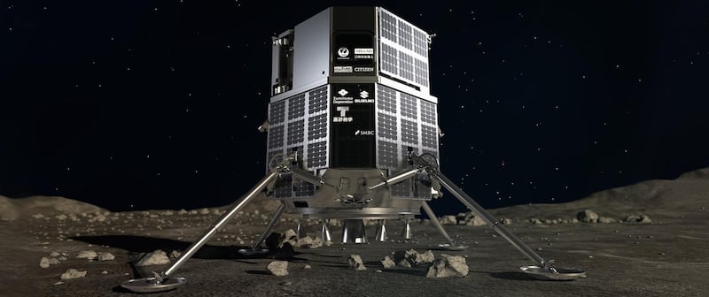 An artist's impression of iSpace's Hakuto-Reboot lunar lander. It will carry UAE's Rashid rover to the surface of the Moon in 2022.