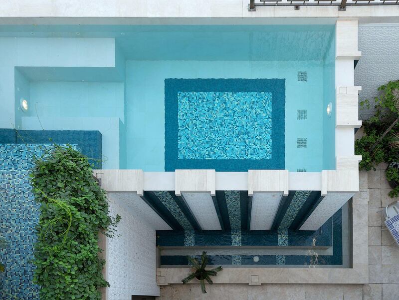 A look down at the private and secluded second swimming pool. Courtesy Luxhabitat Sotheby's International Realty