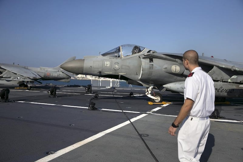 AV8 B+ Harriers on the deck of Cavour. Silvia Razgova / The National