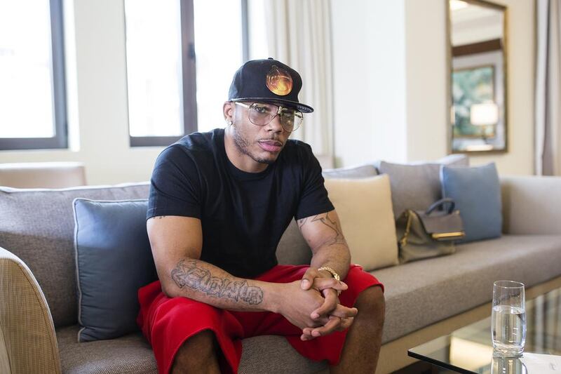 Nelly at Fairmont The Palm in Dubai. The hip-hop star is grateful for the success of his new single, The Fix. Sarah Dea / The National 