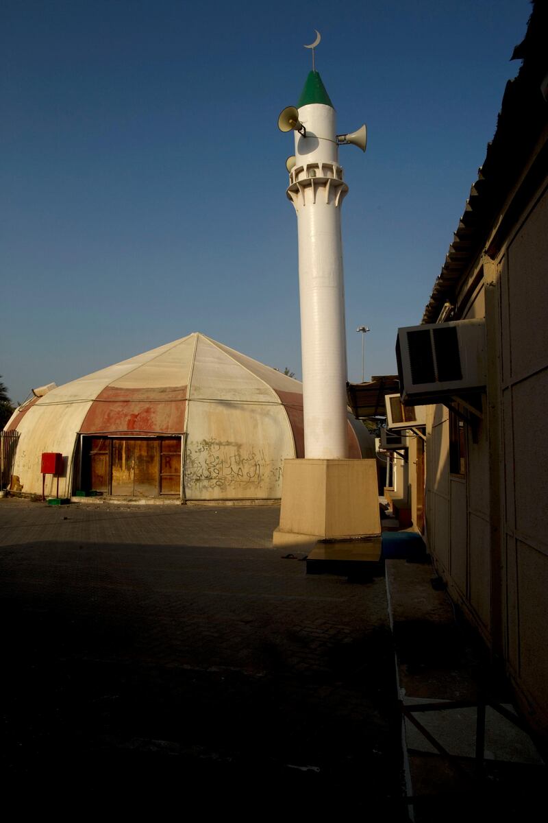 Abu Dhabi, United Arab Emirates, July 3, 2013:   A mosque that was originally set-up temporarily but is still in use in the Mina Fishmarket in Abu Dhabi on July 3, 2013. Christopher Pike / The National