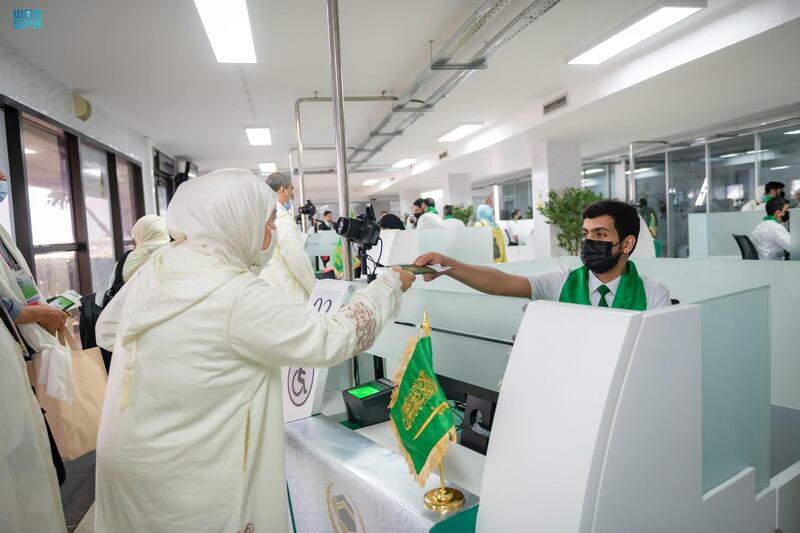 Moroccan pilgrims arrive at King Abdulaziz International Airport in Jeddah. SPA