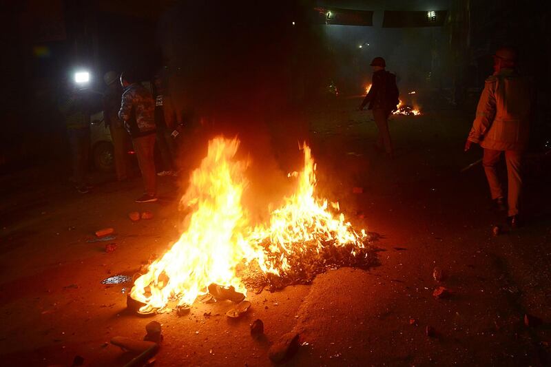 Objects were set on fire during demonstrations against India's new citizenship law in Kanpur. AFP