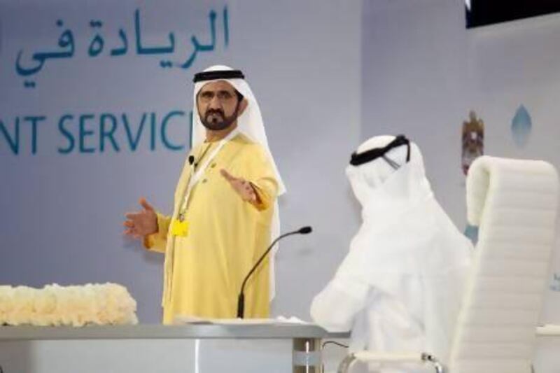 Sheikh Mohammed bin Rashid hosts a question-and-answer session during the summit. Sarah Dea / The National