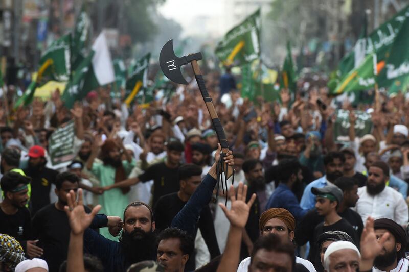 Demonstrators in Karachi. AFP