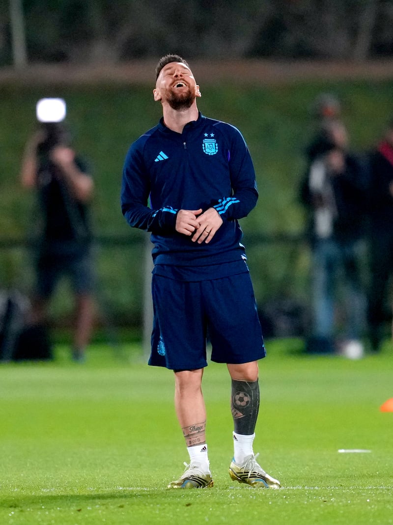 Argentina's Lionel Messi during training. PA