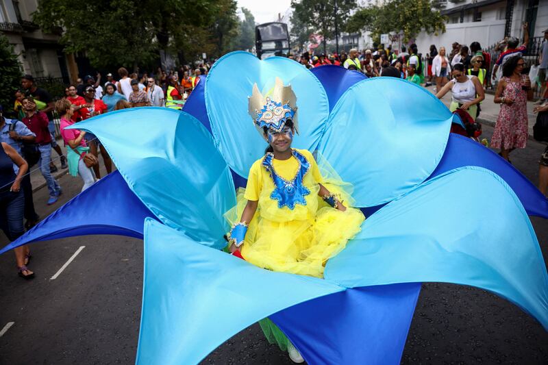 One of the spectacular costumes in the procession. Reuters