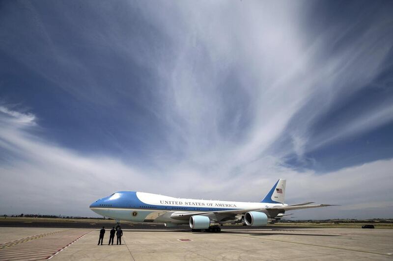 Air Force One on the tarmac at Rome’s Fiumicino International Airport. Angelo Carconi / EPA