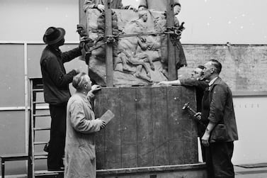 Workmen deliver a portion of the Parthenon frieze, the socalled Elgin Marbles, to the British Museum in 1961. Greece has demanded the sculptures be returned to Athens. Getty