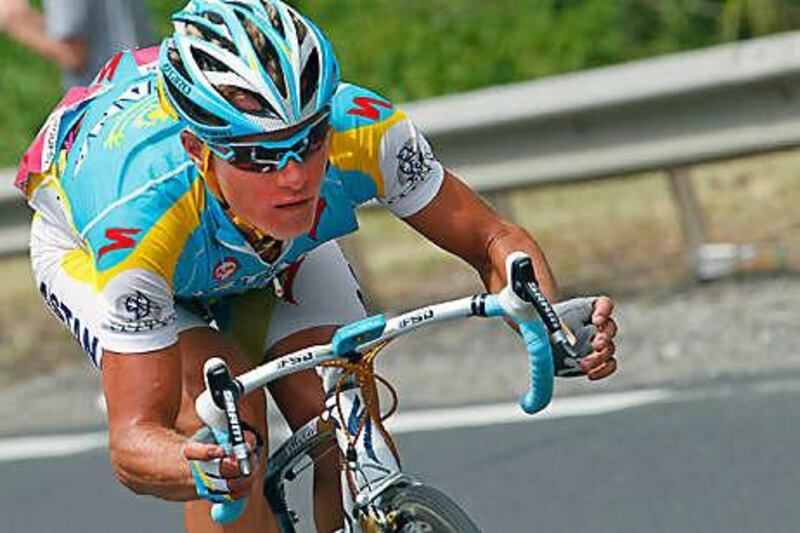 Alexandre Vinokourov, back after a doping ban, won Stage 13 yesterday.