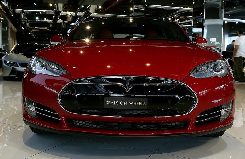 The front of the Tesla Model S P90D. Satish Kumar / The National