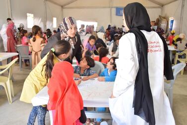 One of the Sharjah Children's Biennial workshops at the Za’atari Refugee Camp. Courtesy NNC