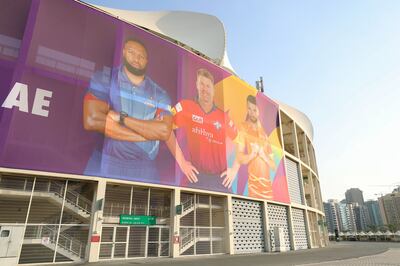 Organisers hope community engagement and giant posters of star player on the Dubai International Stadium will help boost attendances for Season 2 of the ILT20. Chris Whiteoak / The National