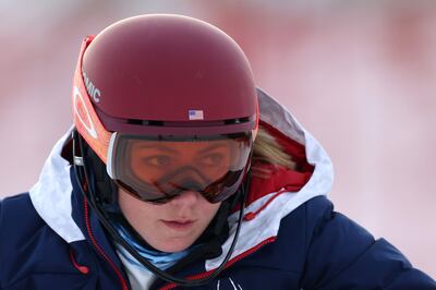 Mikaela Shiffrin prior to the women's slalom run at the Beijing 2022 Winter Olympics. Getty