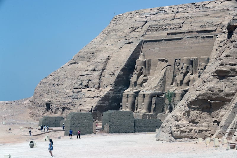 People visit the Ramses II temple in Abu Simbel, Egypt, amid the ongoing Covid-19 pandemic. EPA