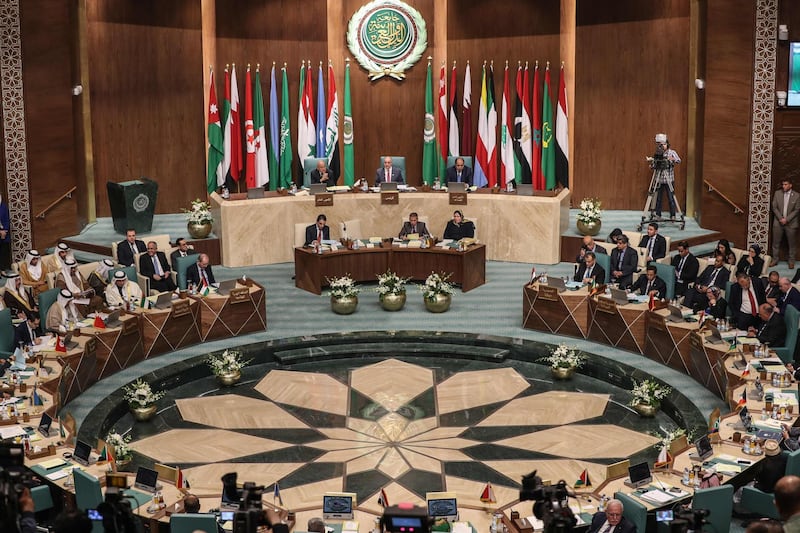 Arab Foreign Ministers take part in their 153rd annual session at the Arab League headquarters in the Egyptian capital Cairo, on March 4, 2020.  / AFP / Mohamed el-Shahed
