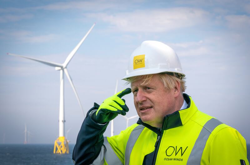 British Prime Minister Boris Johnson visits the Moray Offshore Windfarm East, off the Scottish Aberdeenshire coast. Reuters