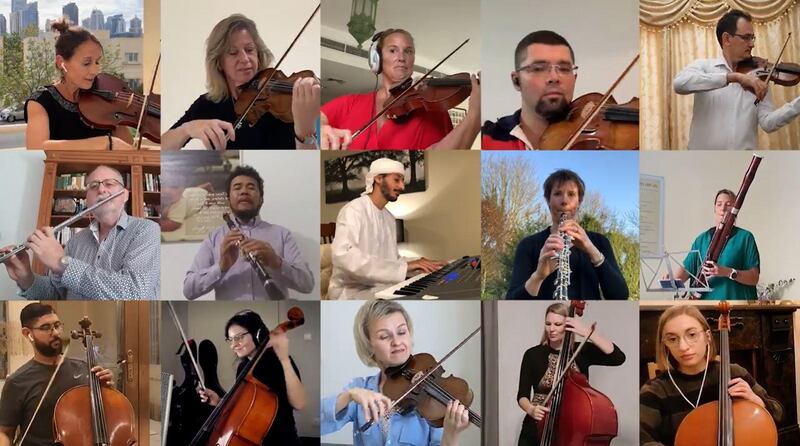 19 musicians from 12 countries took part in a special rendition of the UAE national anthem. Hamad Altaee / YouTube     