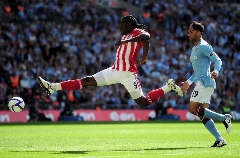 LONDON, ENGLAND - MAY 14:  Kenwyne Jones of Stoke City misses a chance on goal during the FA Cup sponsored by E.ON Final match between Manchester City and Stoke City at Wembley Stadium on May 14, 2011 in London, England. (Photo by Shaun Botterill/Getty Images)