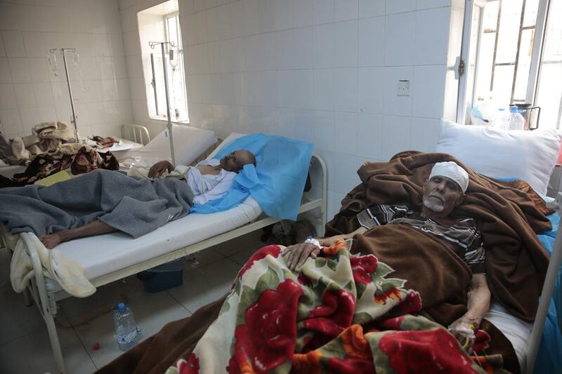 Patients with suspected cholera in a hospital in Sanaa, Yemen. Cholera has already killed more than 900 people in Yemen. Hani Mohammed / AP 