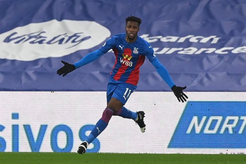 Wilfried Zaha - 7: Relieved to see flag go up when he missed one-on-one chance with Schmeichel early on and seemed a frustrated figure in first half. Poor left-footed finish over the bar just after the break when well placed and the story of his night looked set.  But produced one moment of magic and was brilliant for Palace goal. Produced lovely turn and pass for Townsend down wing before continuing run into box to volley home from tight angle after return cross from winger. Getty