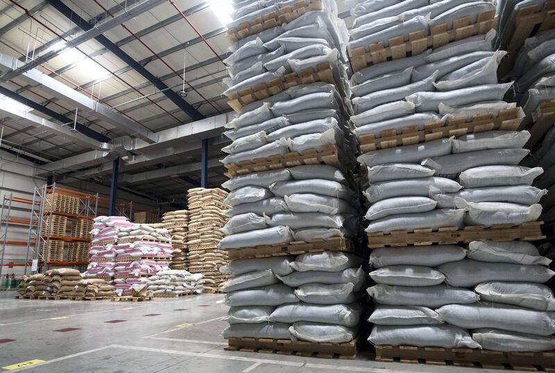 Supplies piled high in the Jebel Ali plant