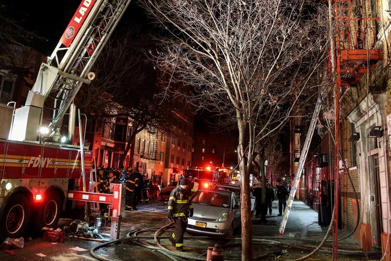 Temperatures were so low that water from the firemen's hoses froze in the street. Amr Alfiky / Reuters