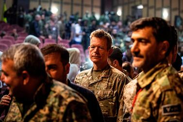 US Brigadier-General Nicholas Pond meets with Syrian Democratic Forces in the northwest Syrian city of Hasakah, on August 24, 2019. AFP