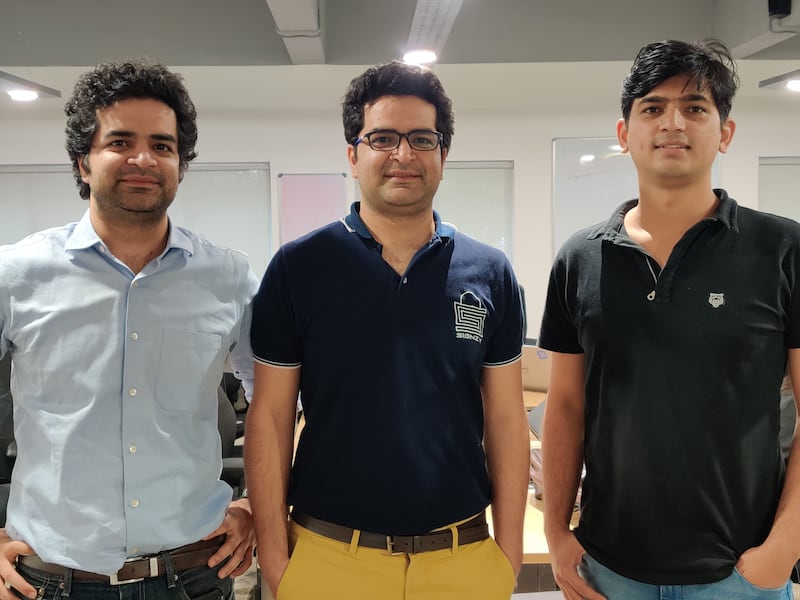 Founders of India's AI start-up Signzy - Arpit Ratan, left, Ankit Ratan, centre, and Ankur Pandey. The start-up aims to triple its growth in the Middle East by the end of fiscal year 2022. Photo: Signzy