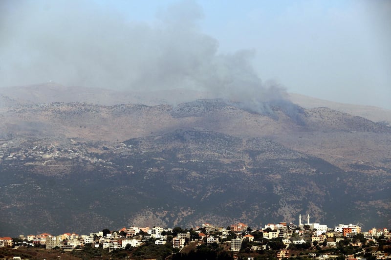 Smoke billows above the hills of Kfarchouba in the Shebaa Farms area. AFP