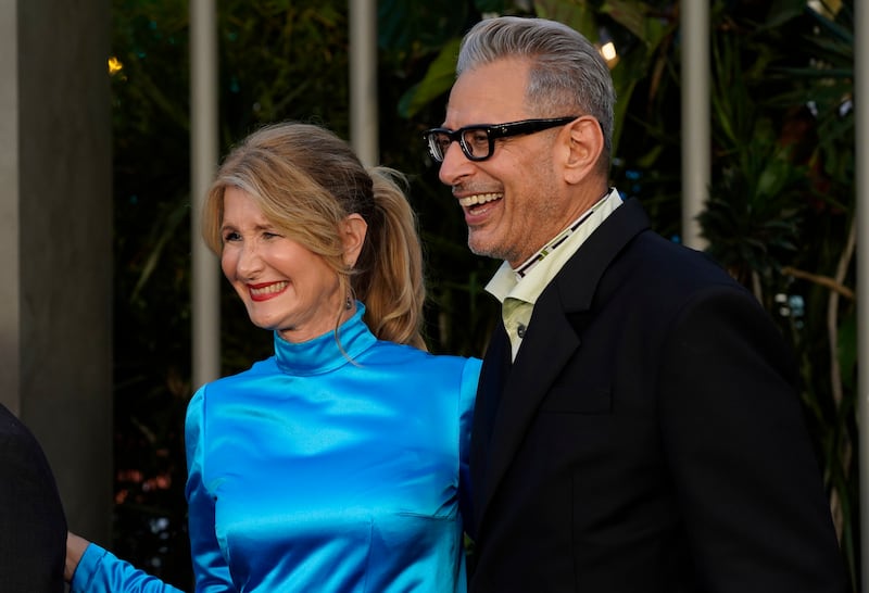 Laura Dern and Jeff Goldblum were all smiles together. AP