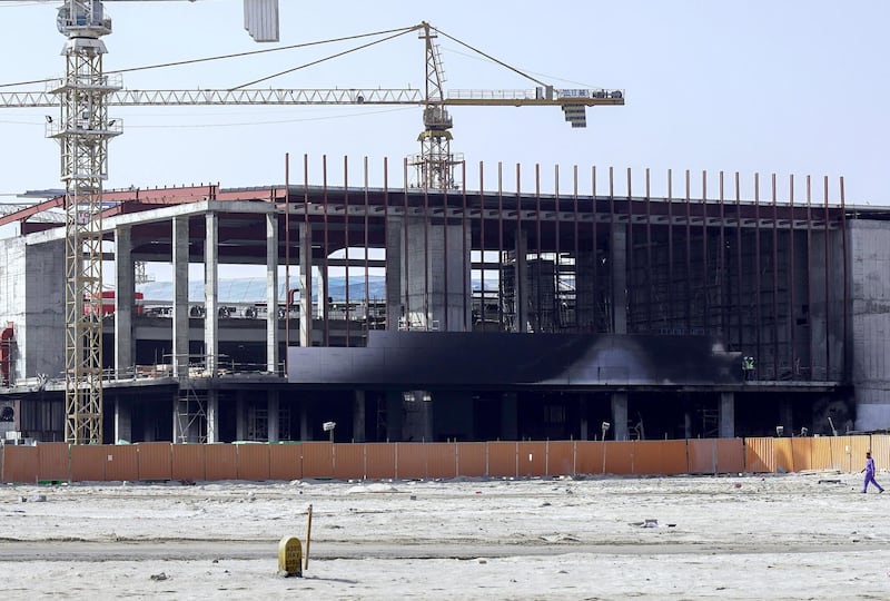 Abu Dhabi, United Arab Emirates, September 24, 2019.    
Khalifa City Mall construction site fire along Asayil St. and Abdulrahman Bin'Awf St.
Victor Besa / The National
Section:  NA
Reporter: