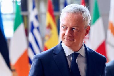 French Finance Minister Bruno Le Maire at a eurozone finance ministers' meeting in Brussels.  Reuters