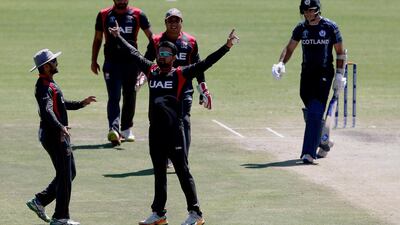 UAE spinner Imran Haider took the crucial wicket of Scotland captain Kyle Coetzer, who scored 43. ICC
