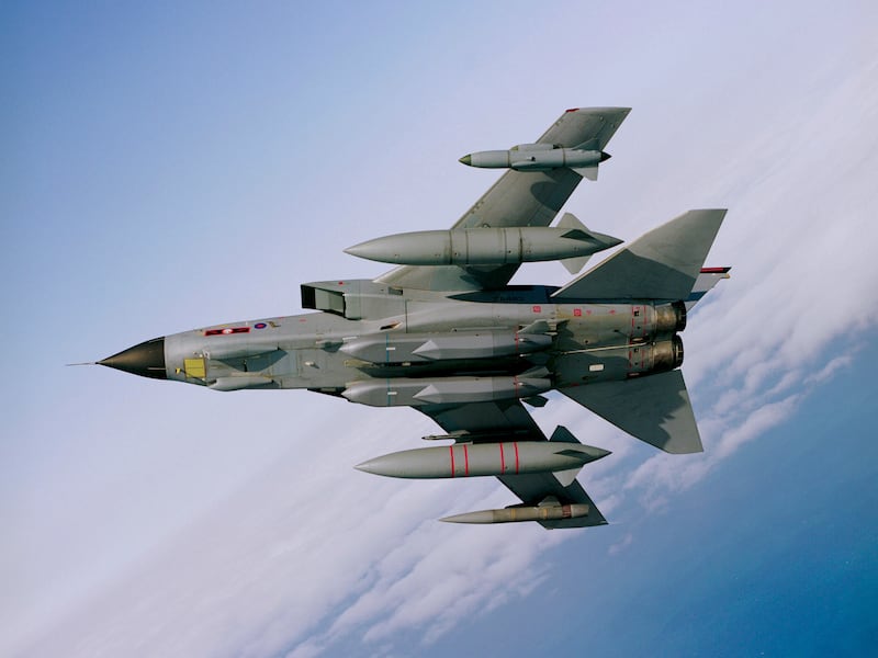 An RAF Tornado GR4 carrying two Storm Shadow missiles under the fuselage. Photo: Ministry of Defence