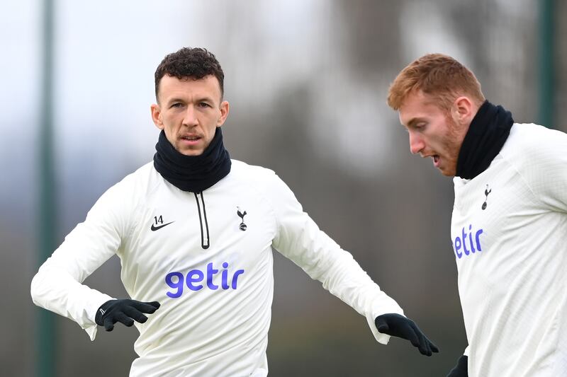 Ivan Perisic of Tottenham Hotspur looks on during training alongside teammate Dejan Kulusevski. Getty Images