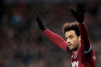 LONDON, ENGLAND - NOVEMBER 03: Felipe Anderson of West Ham United celebrates during the Premier League match between West Ham United and Burnley FC at London Stadium on November 3, 2018 in London, United Kingdom. (Photo by Marc Atkins/Getty Images)