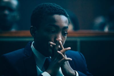 This image released by Netflix shows Asante Blackk as young Kevin Richardson in a scene from "When They See Us." The program is nominated for an Emmy Award for outstanding limited series. (Atsushi Nishijima/Netflix via AP)