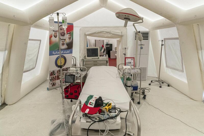AJMAN, UNITED ARAB EMIRATES. 20 APRIL 2020. COVID-19 Filed Hospital set up next to the Ajman Saudi German Hospital. The currently prepared Intensive Care ICU unit within the hospital. (Photo: Antonie Robertson/The National) Journalist: Salam Al Amir. Section: National.
