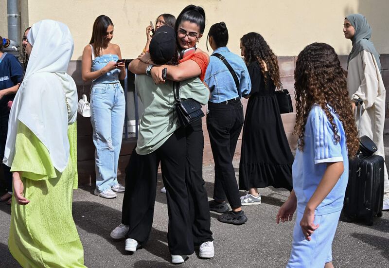 Students at the Pasteur high school in Strasbourg, eastern France, in July. AFP