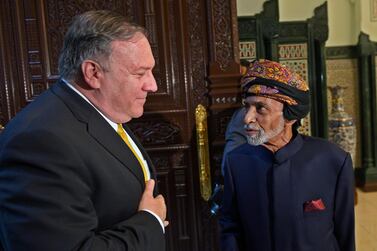 Secretary of State Mike Pompeo meets with Sultan Qaboos in Muscat, Oman, Monday, Jan. 14, 2019. (Andrew Caballero-Reynolds/Pool Photo via AP)