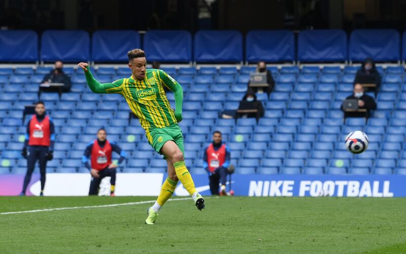 West Bromwich Albion's Callum Robinson scores their side's third goal of the game. PA